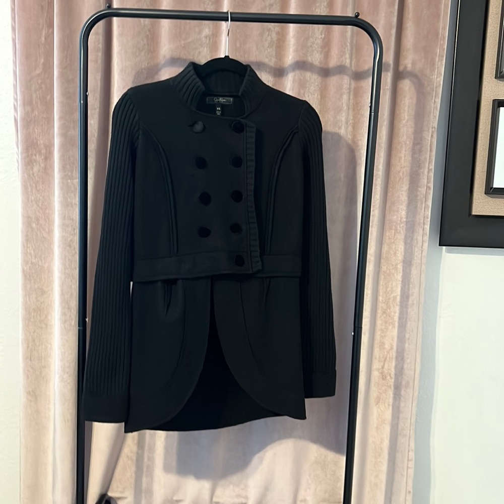 Jessica Simpson black coat, 85% Boiled Wool 15% polyester, extra small